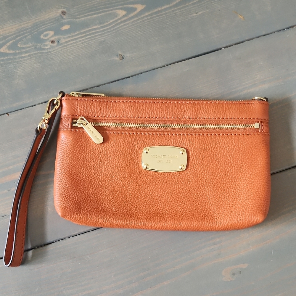 Michael Kors Orange Leather Wristlet